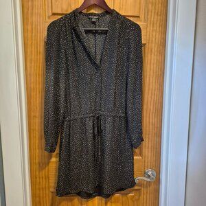 Hilary Radley Cinched Waist Dress, Black with White Speckles